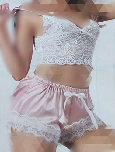 لباس خواب دو تیکه ساتن بالا دانتل