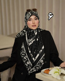 روسری ابریشم ژاکارد دور دست دوز