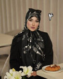 روسری مجلسی سفید مشکی