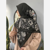 روسری سوپرنخ قواره 120 طرح گل سبز لطیف و نرم